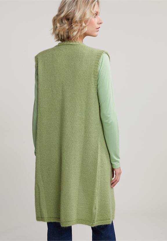 Green Sleeveless V-Neck Cardigan - Vert