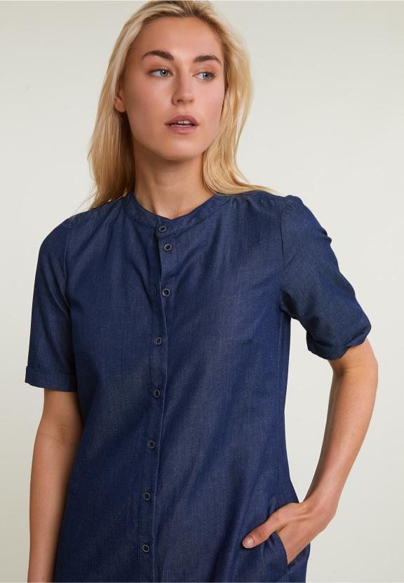 Blue Long Buttoned Dress - Denim