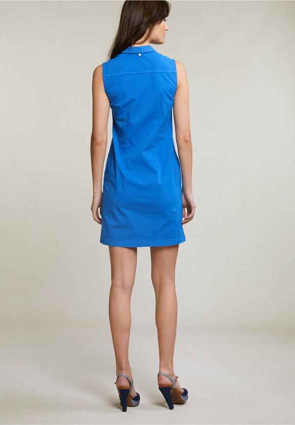 Blue Sleeveless V-Neck Dress - Bleu