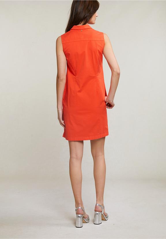 Orange Sleeveless V-Neck Dress - Orange