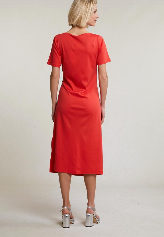 Orange Jersey Dress Short Sleeves - Orange