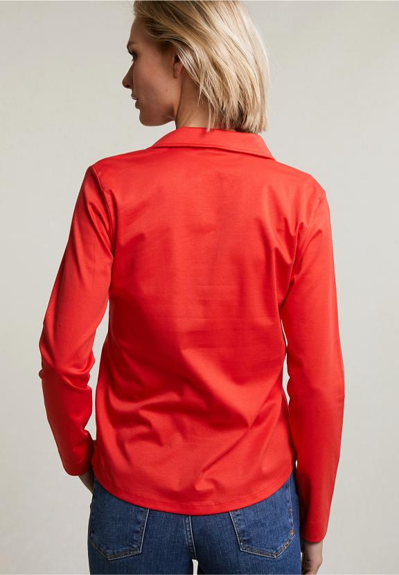 Orange Buttoned V-Neck Polo T-Shirt - Orange