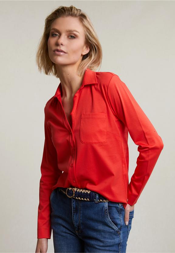 Orange Buttoned V-Neck Polo T-Shirt - Orange