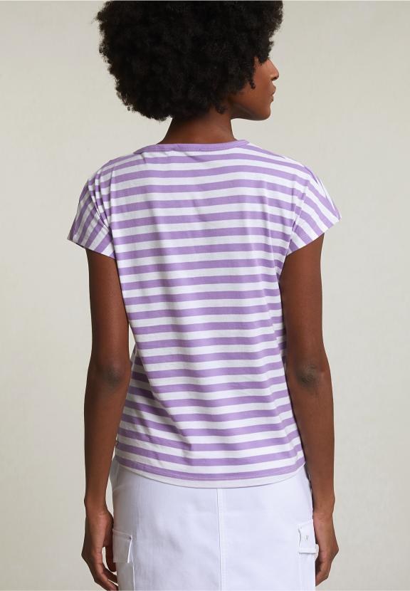 Purple/White Striped V-Neck T-Shirt - Purple