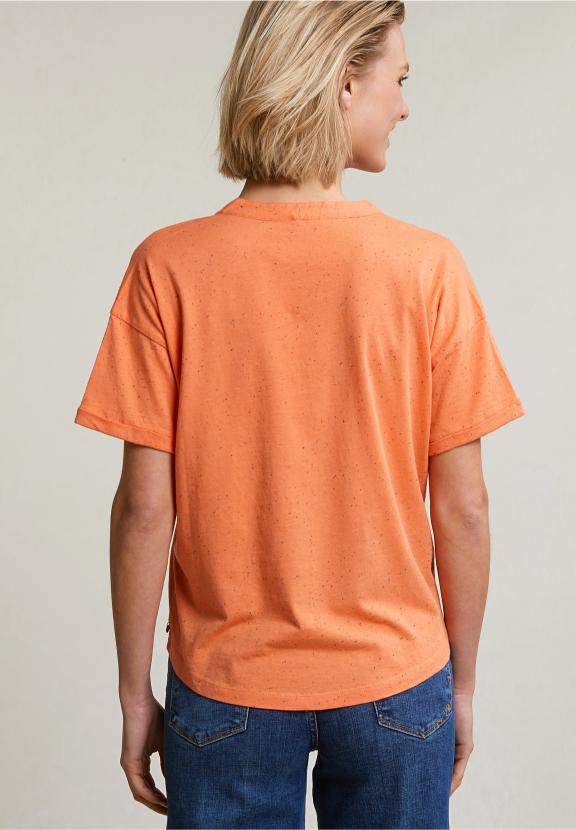 Orange Dotted V-Neck T-Shirt - Orange