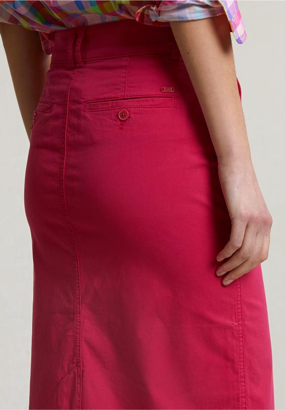 Fuchsia Midi Stretch Skirt With Split - Rose