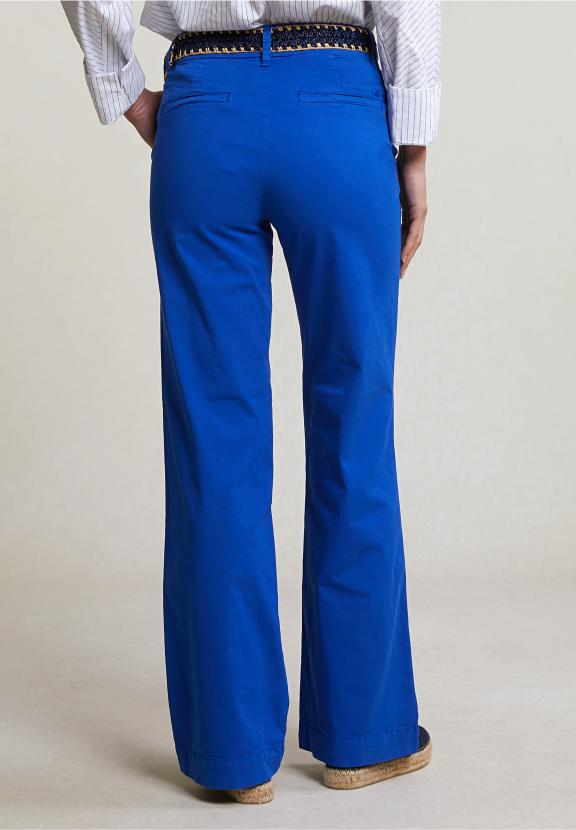 Blue Straight Stretch Pants - Bleu