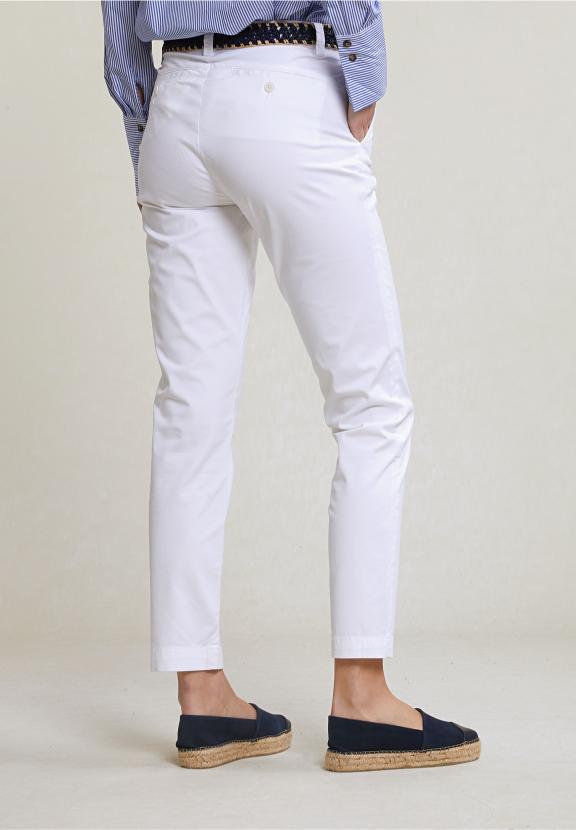 White Basic Stretch Pants - Blanc