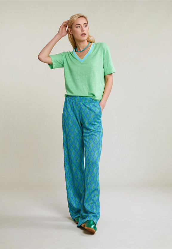 Green/Blue Fantasy Lurex Pants - Rose