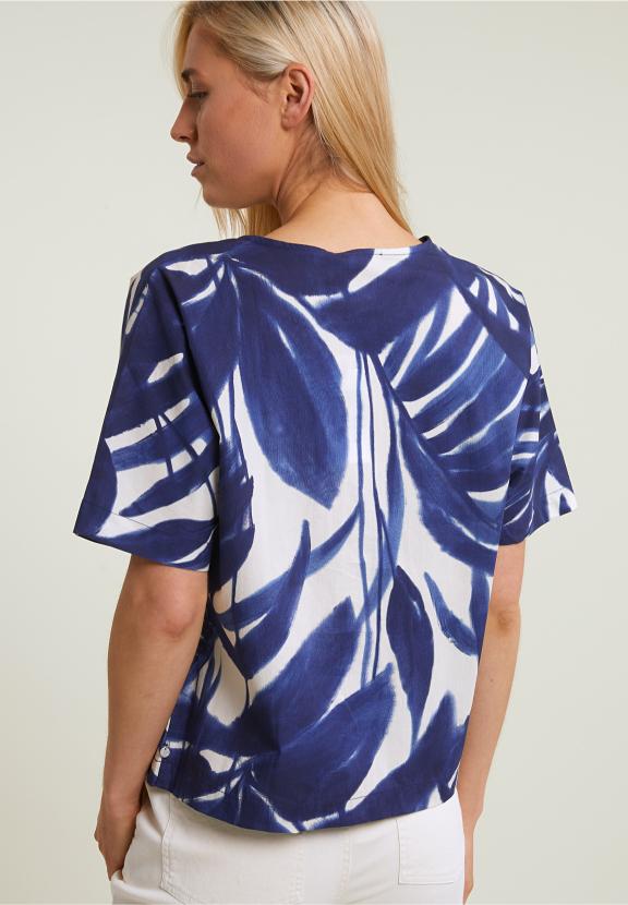 Blue/White Fantasy V-Neck Blouse - Mix