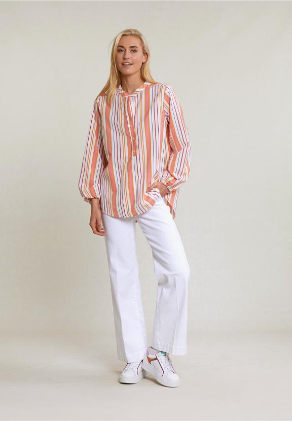 Multi Loose Striped Blouse Long Sleeves - Multi