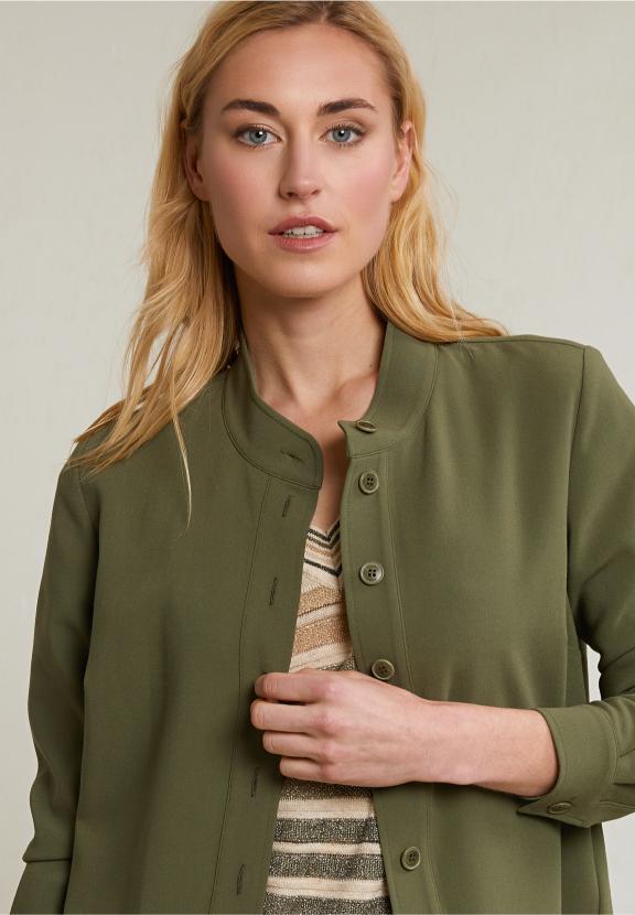 Khaki Buttoned Blouse Long Sleeves - Vert