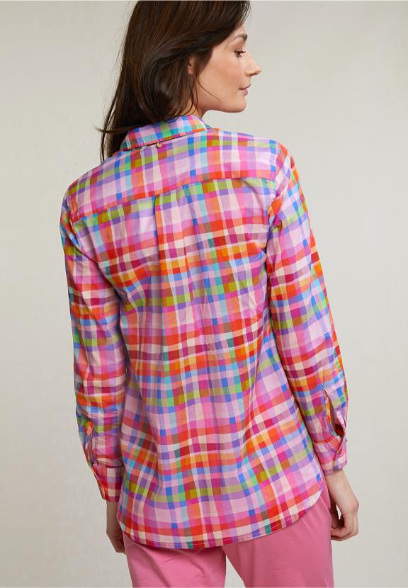 Mulit Checked Blouse Long Sleeves - Mix