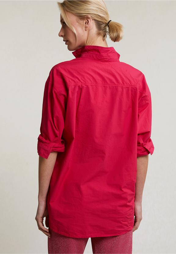 Fuchsia Loose Buttoned Blouse Long Sleeves - Rose