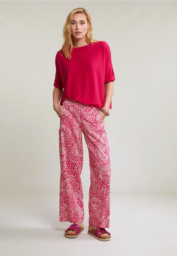 Fuchsia Crew Neck Sweater Detailed Back - Rose