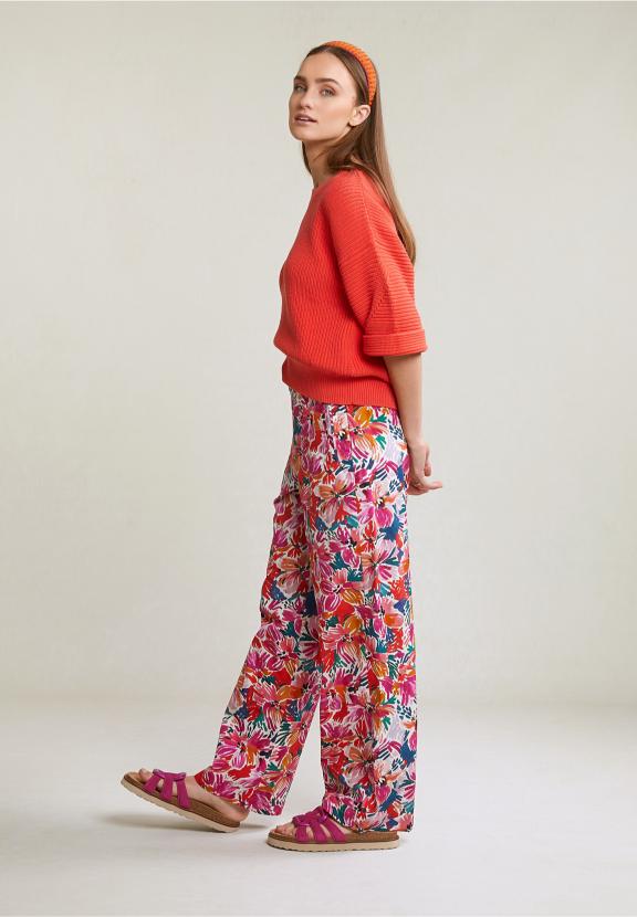 Orange Cotton Round Neck Sweater - Orange