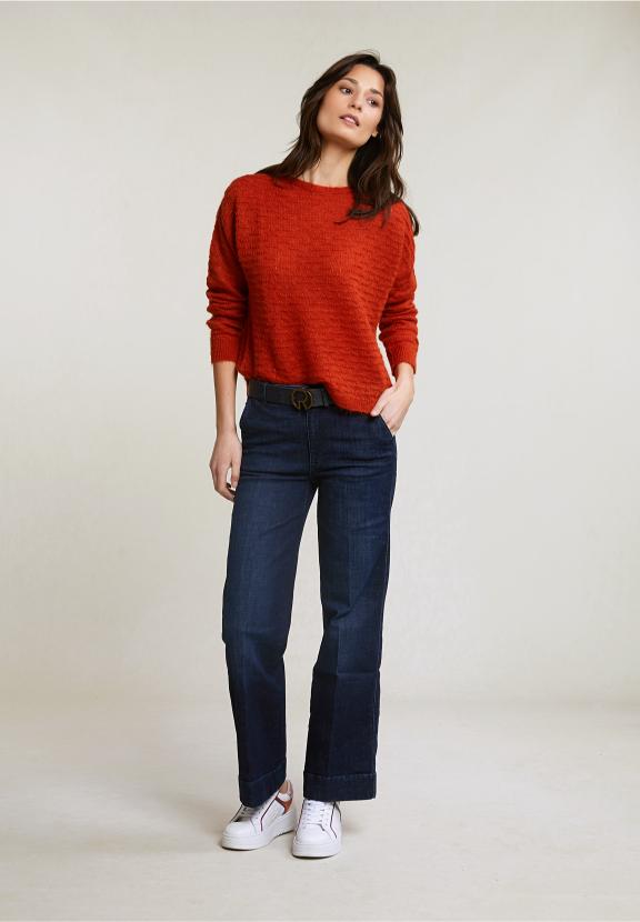 Orange Mohair Crew Neck Sweater - Orange