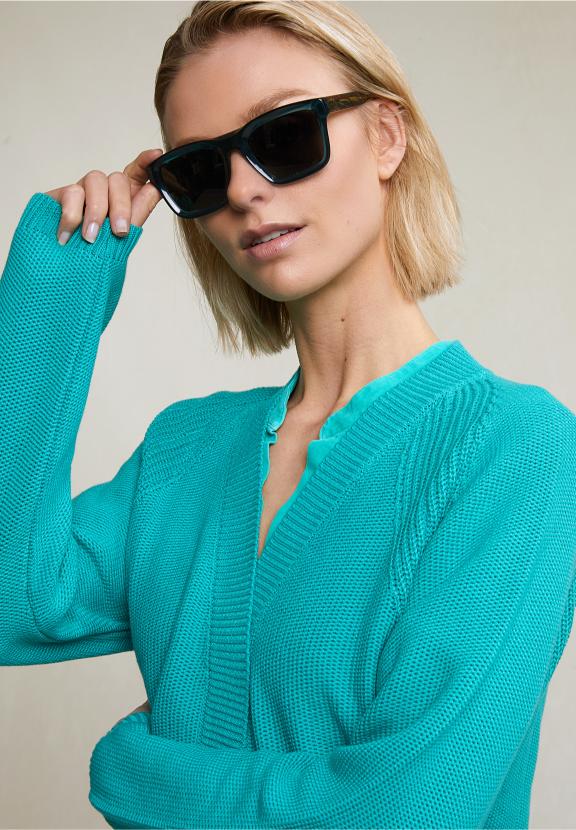 Green Basic Cardigan Long Sleeves - Vert