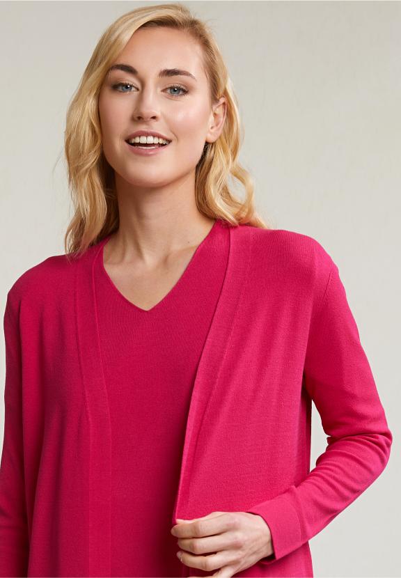 Fuchsia Long Cardigan Long Sleeves - Rose