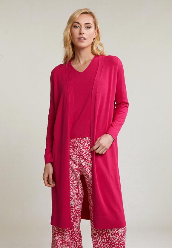 Fuchsia Long Cardigan Long Sleeves - Rose