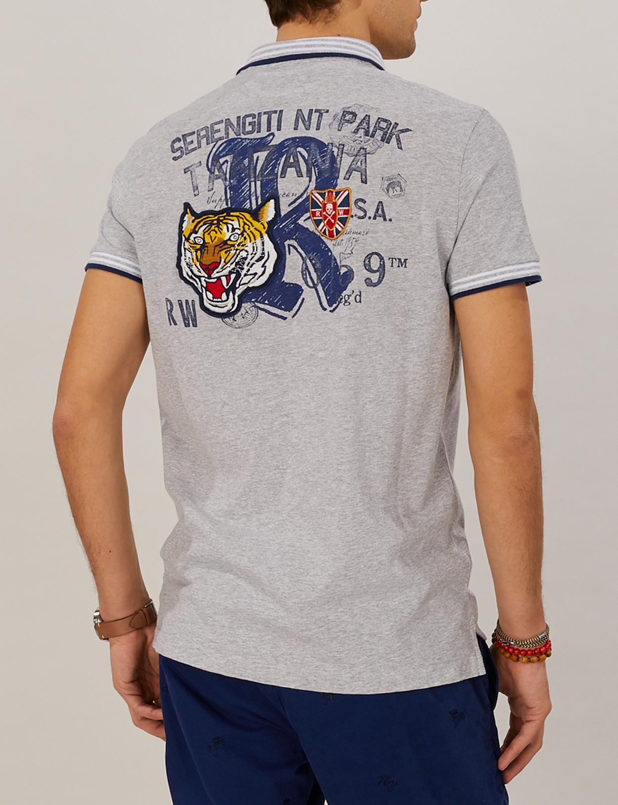 Custom fit cotton polo in Grey - W