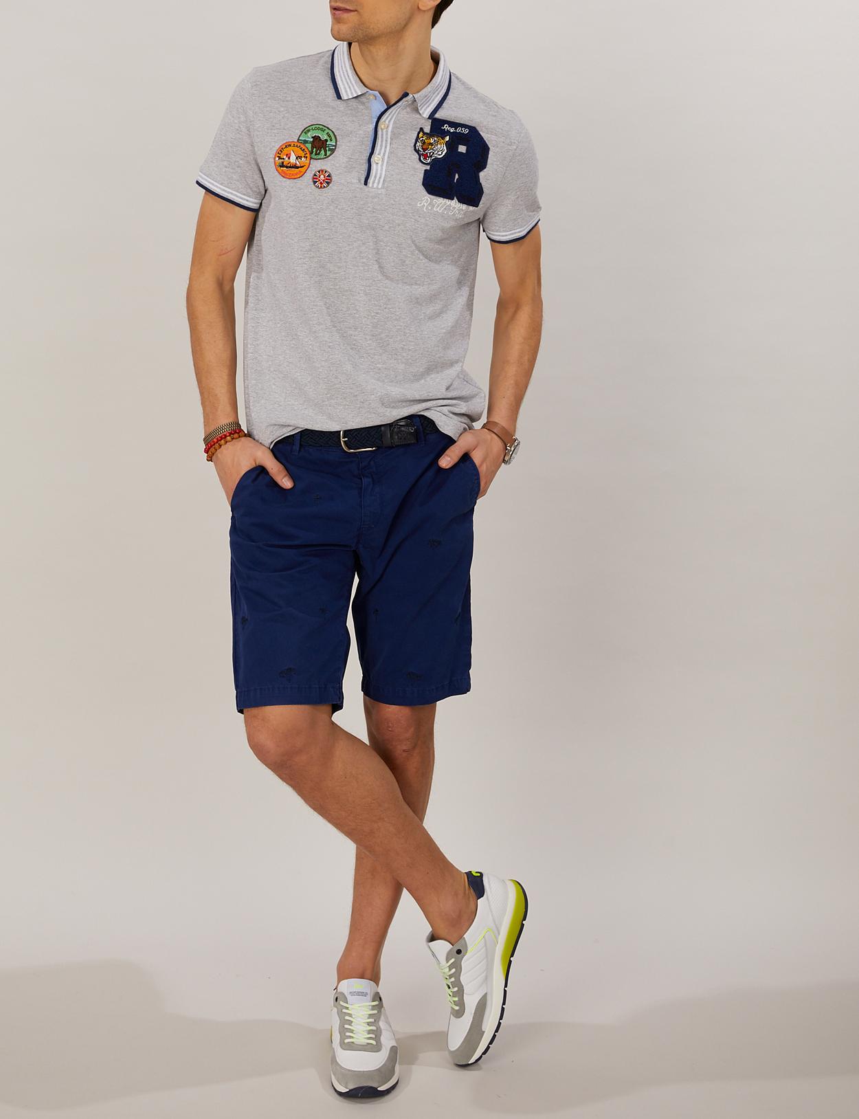 Custom fit cotton polo in Grey - W