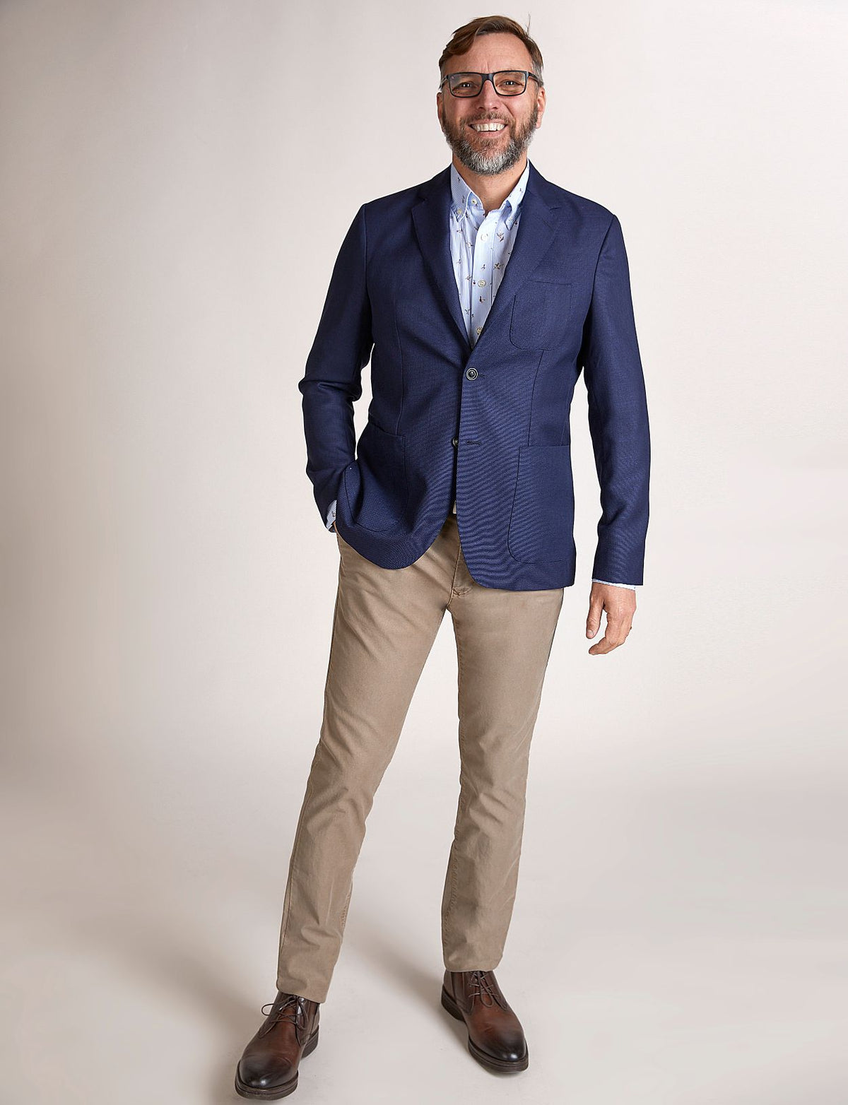 Homme Blazer À Poche Ronde Bleu En Bleu - W