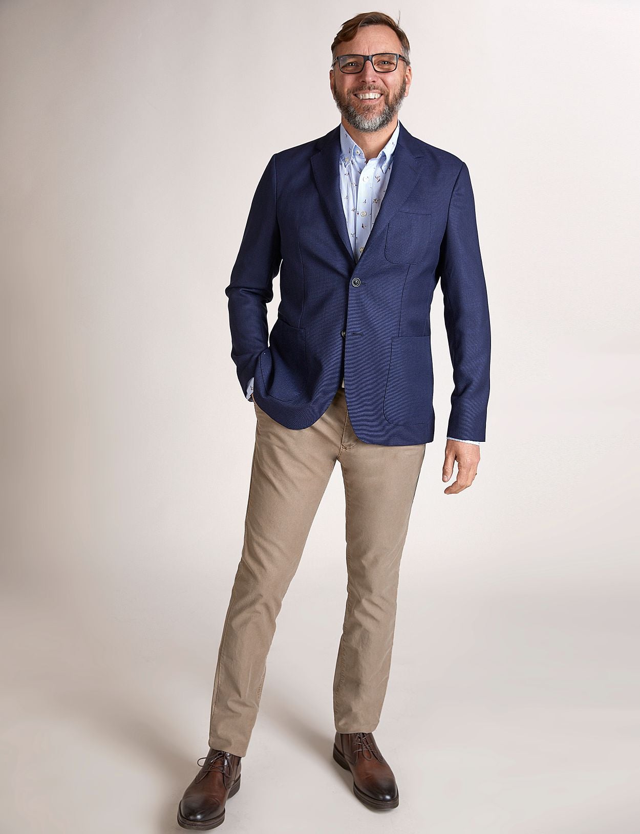 Homme Blazer À Poche Ronde Bleu En Bleu - W
