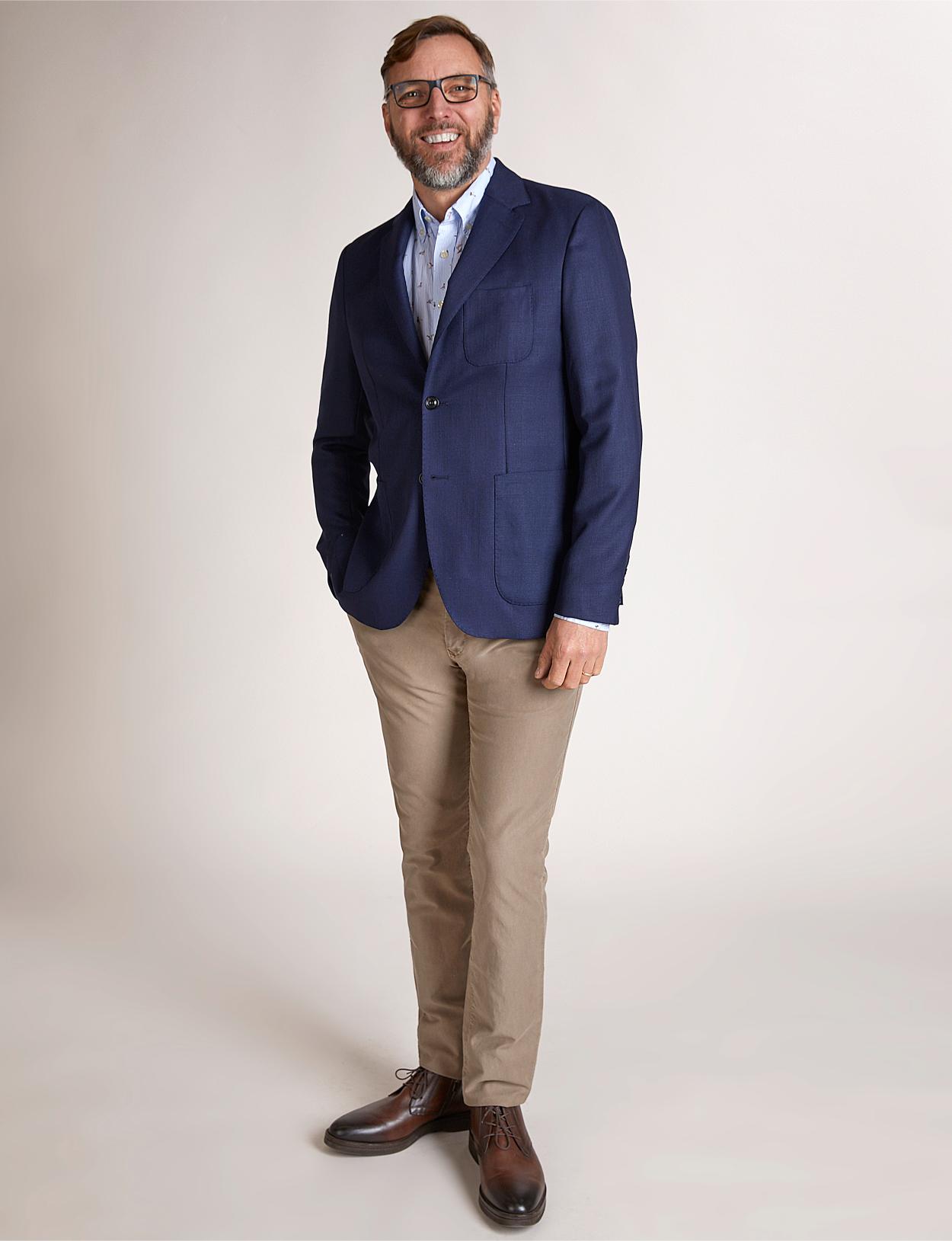 Blue Round Pocket Blazer In Blue - Bleu
