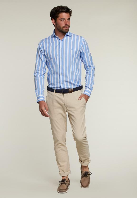 Custom Fit Striped Shirt Blue/White - Multi