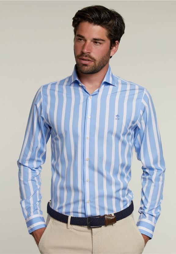 Custom Fit Striped Shirt Blue/White - Multi