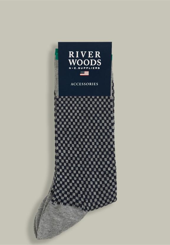 Cotton Checked Socks Mid Grey Mix - Gris