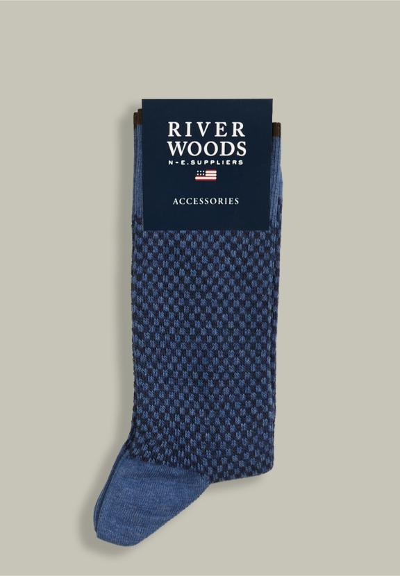 Cotton Checked Socks Wagon Mix - Bleu