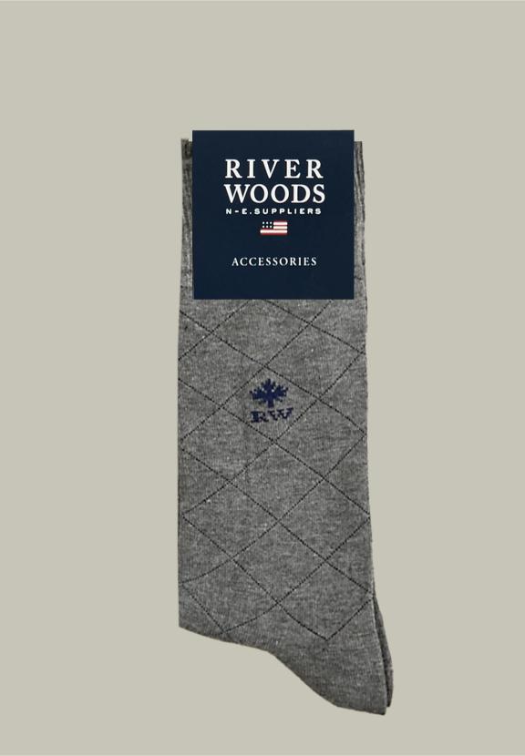 Bamboo Checked Socks Granite Mix - Gris