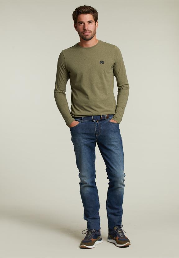 Basic Slim Fit T-Shirt In Cottage Mix - Kaki