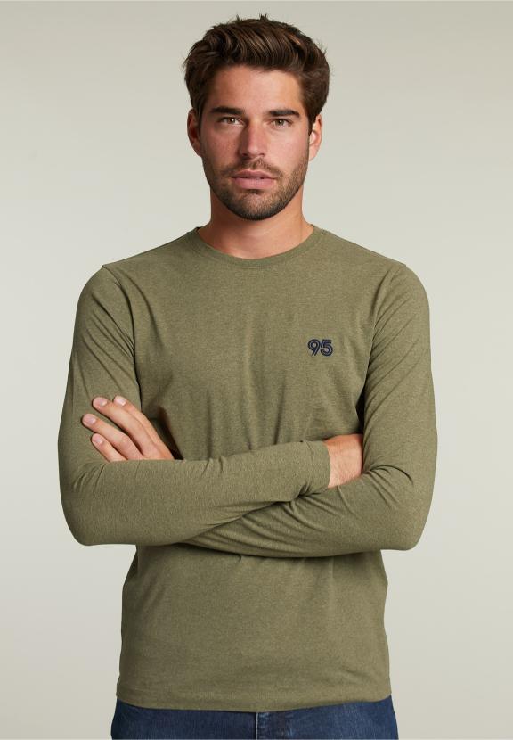 Basic Slim Fit T-Shirt In Cottage Mix - Kaki