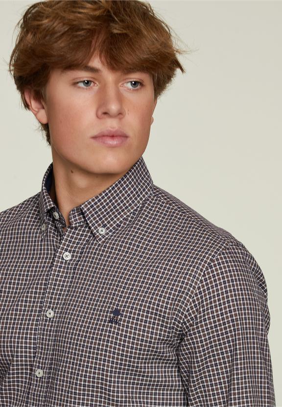 Chemise à Carreaux Sur Mesure Multi - Kaki - W