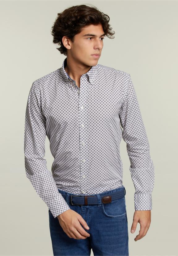 Slim Fit Fantasy Shirt Multi - Marron