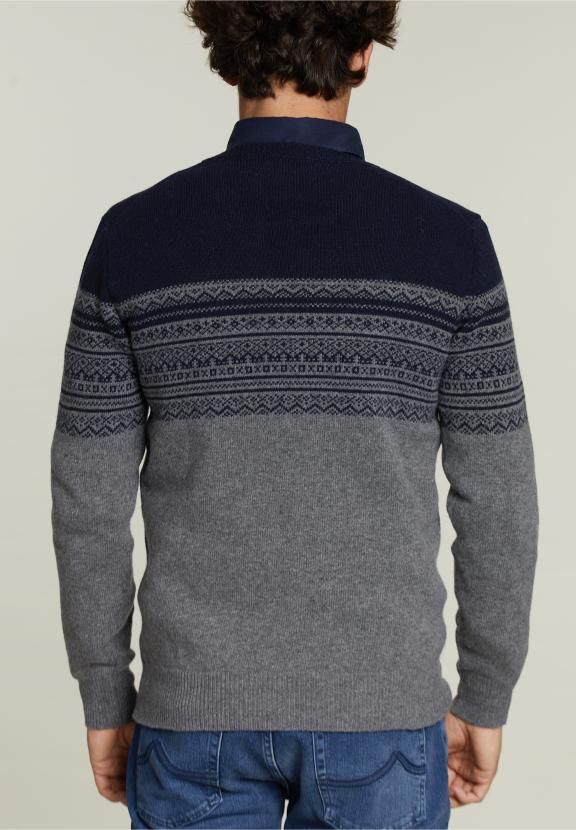Custom Fit Woolen Sweater Navy - Bleu