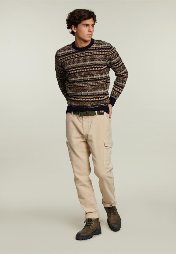 Pull Fantaisie en Laine Sur Mesure Bleu Marine - Bleu - W