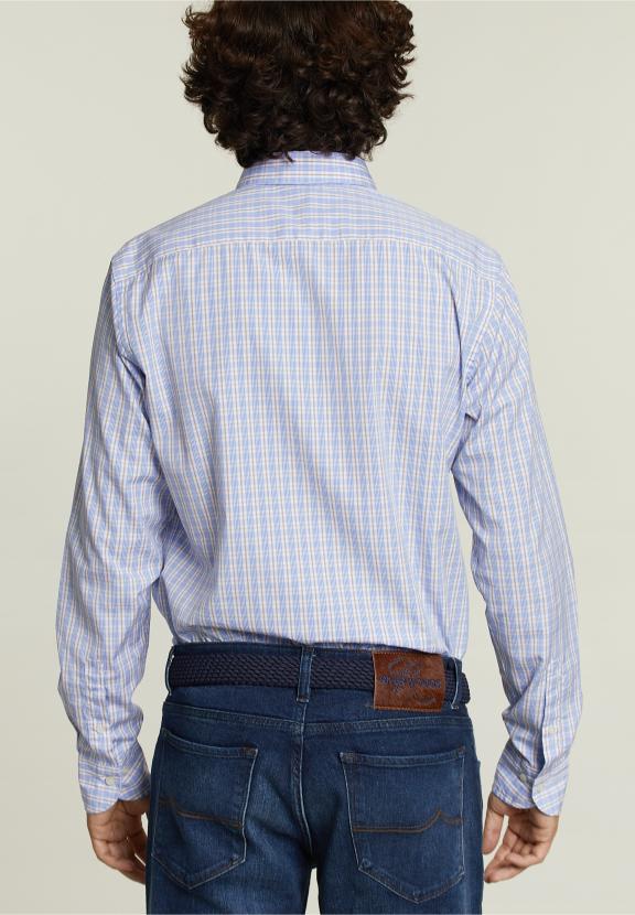Custom Fit Checked Shirt Multi - Bleu