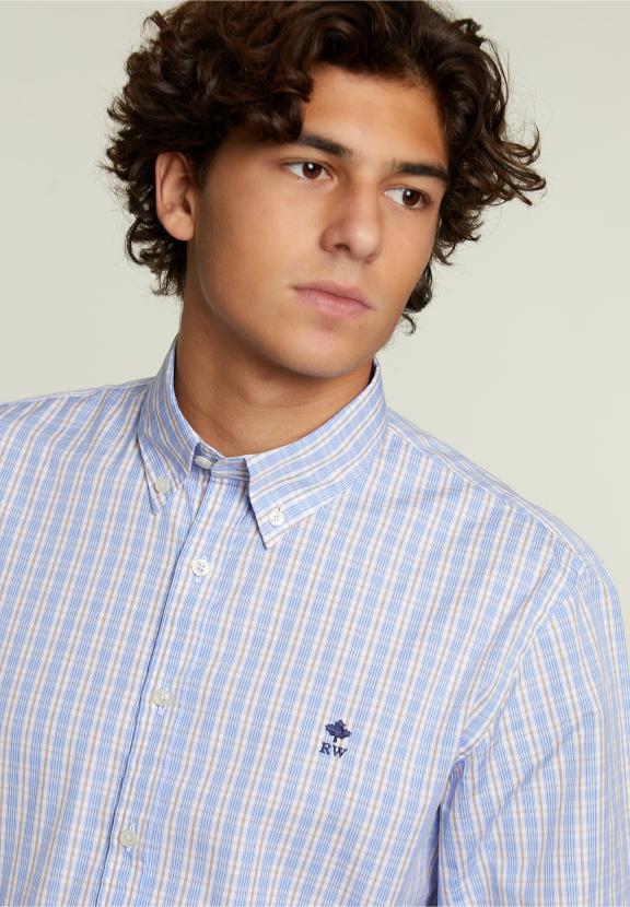 Custom Fit Checked Shirt Multi - Bleu