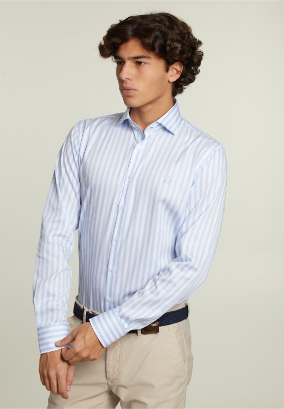 Custom Fit Striped Shirt Blue/White - Bleu