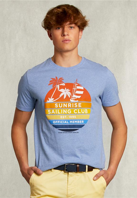 Normal Fit Basic T-Shirt Blue Gin Mel - Bleu