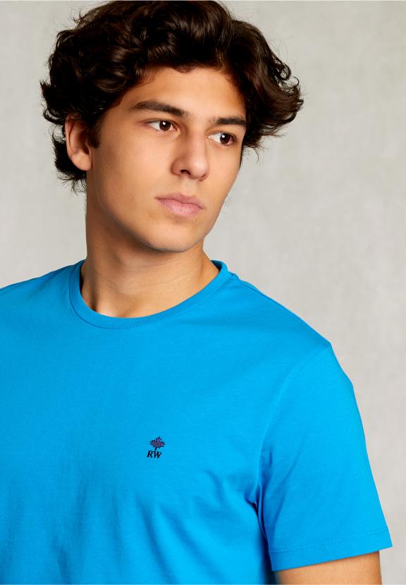 Custom Fit Pima Cotton T-Shirt Curacoa - Bleu