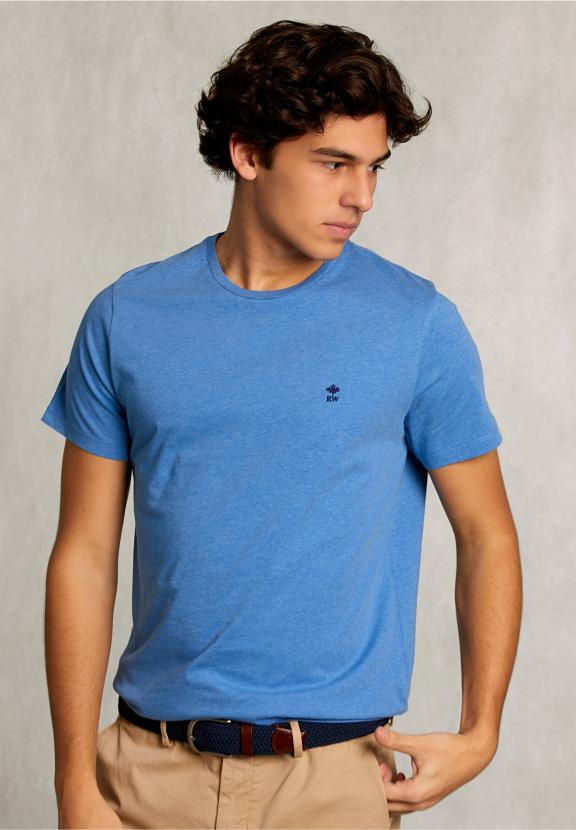Custom Fit Pima Cotton T-Shirt Ocean Mix - Bleu