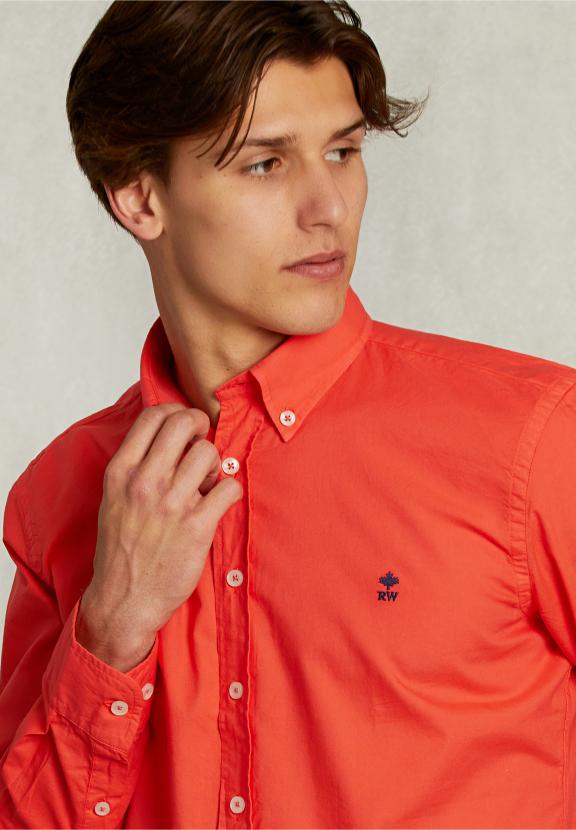 Slim Fit Cotton Shirt Pomegrante - Rose