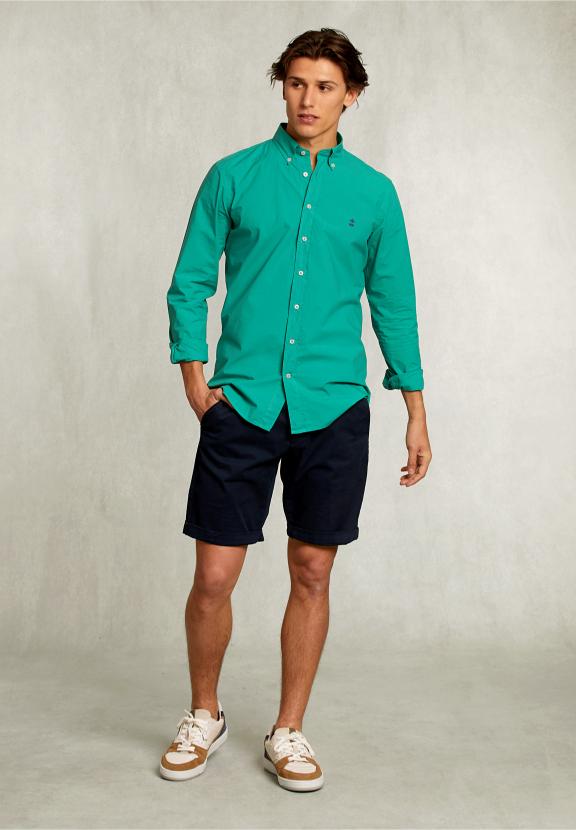 Custom Fit Poplin Shirt Grasschopper - Vert