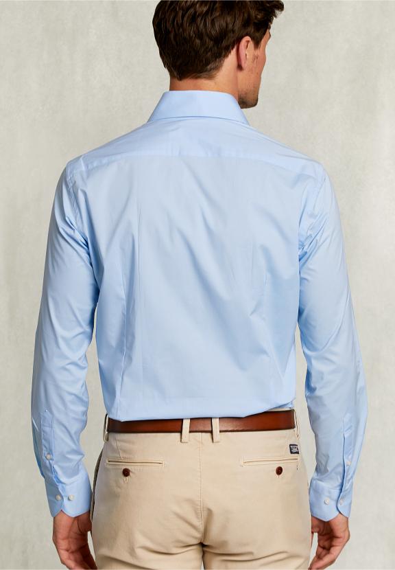 Slim Fit Uni Stretch Shirt Light Blue - Bleu