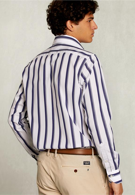 Custom Fit Striped Shirt Blue/White - Bleu